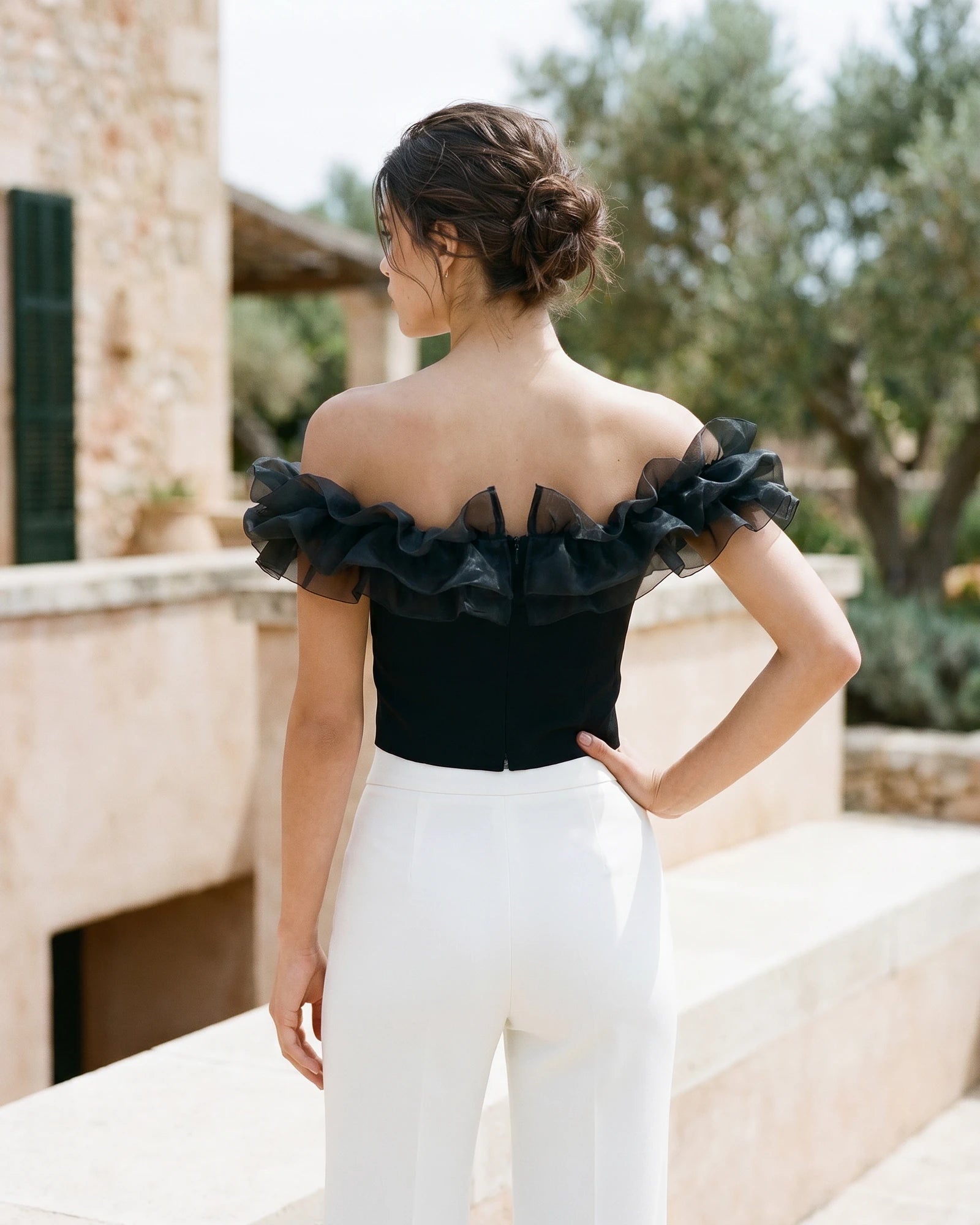 The Adeline Puff Trim Crop