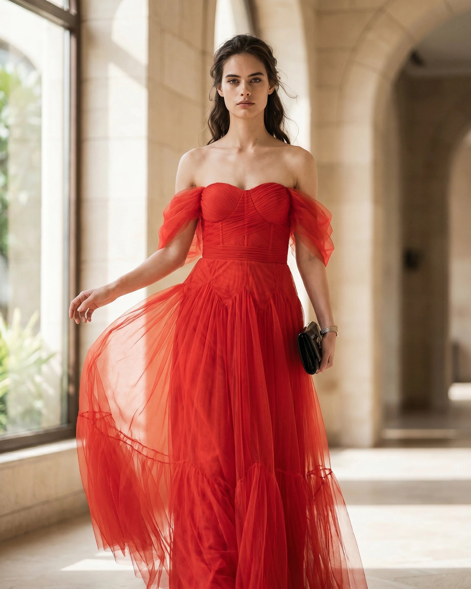The Amara Off-Shoulder Tulle Dress