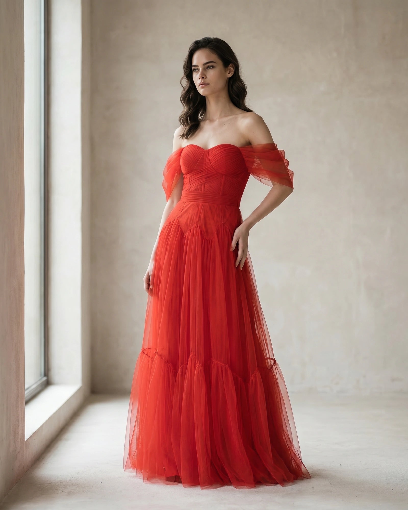 The Amara Off-Shoulder Tulle Dress