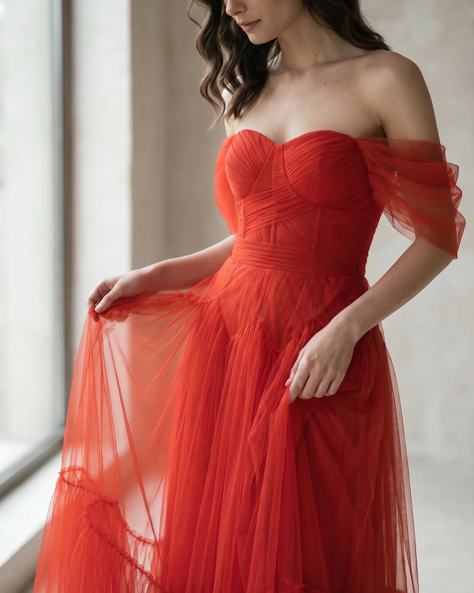 The Amara Off-Shoulder Tulle Dress