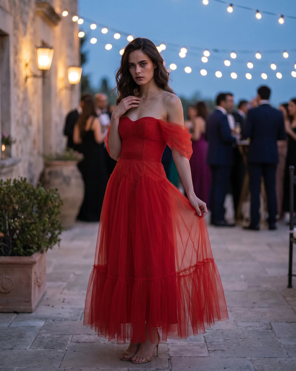 The Amara Off-Shoulder Tulle Dress
