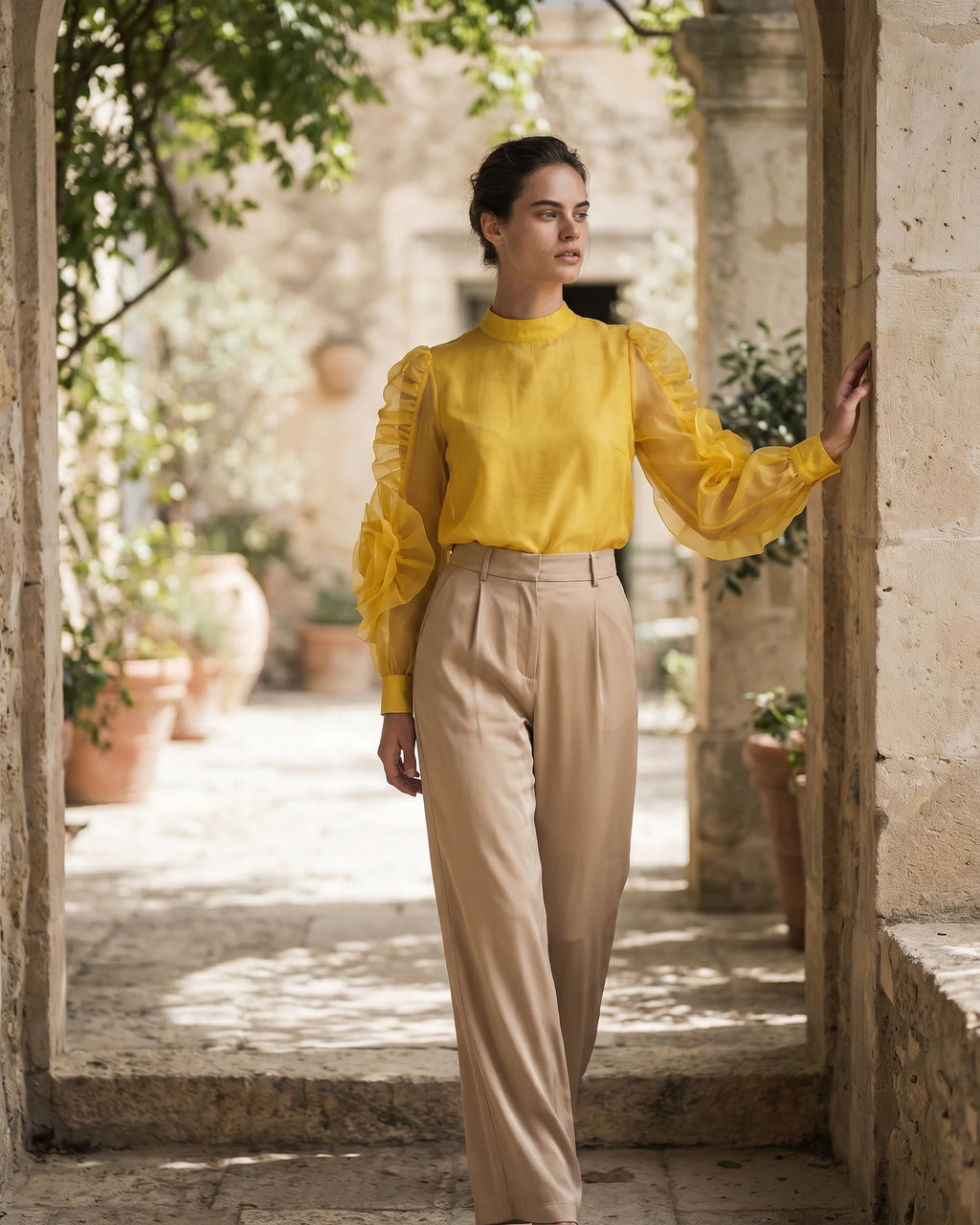 The Camille Organza Puff Top