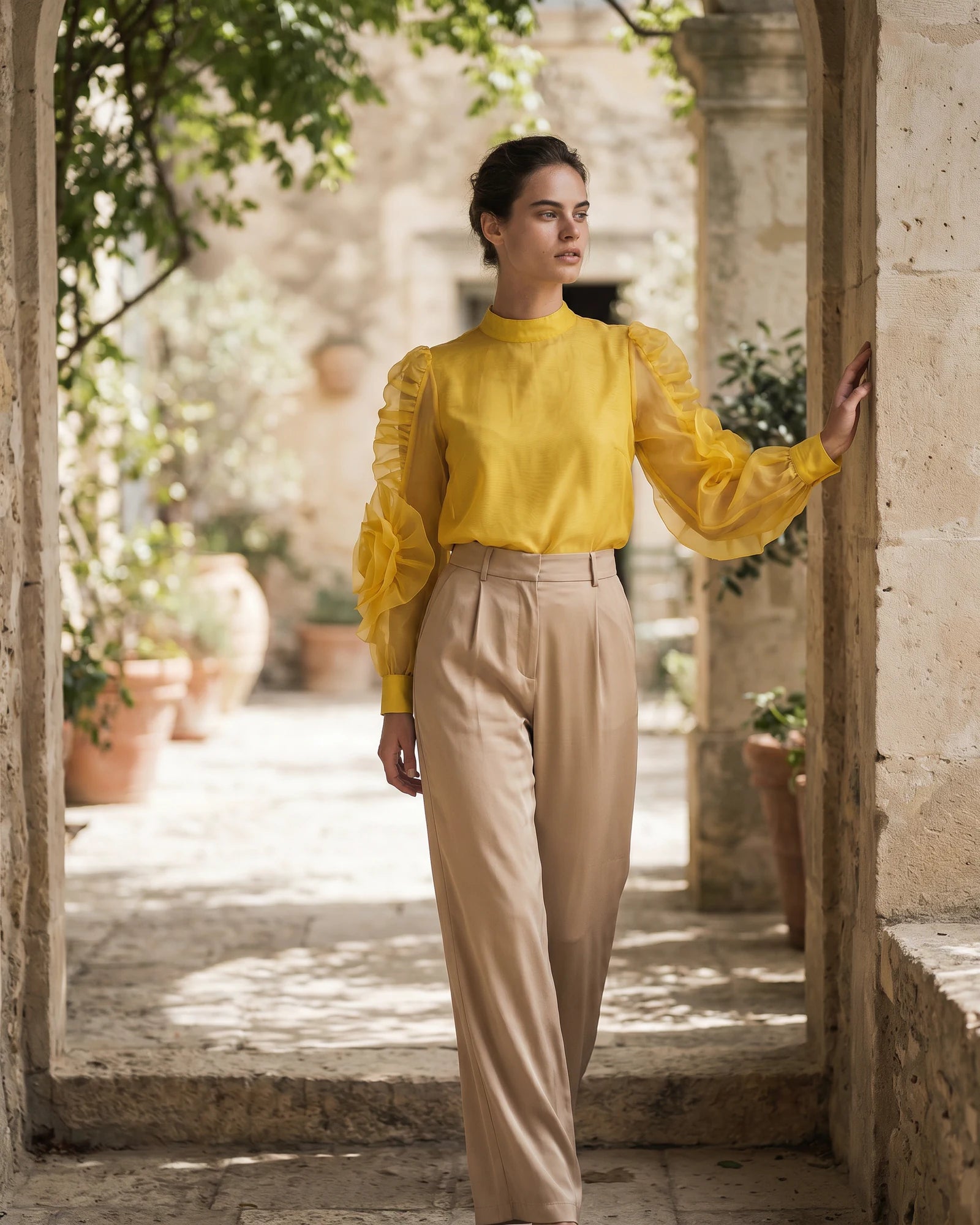 The Camille Organza Puff Top