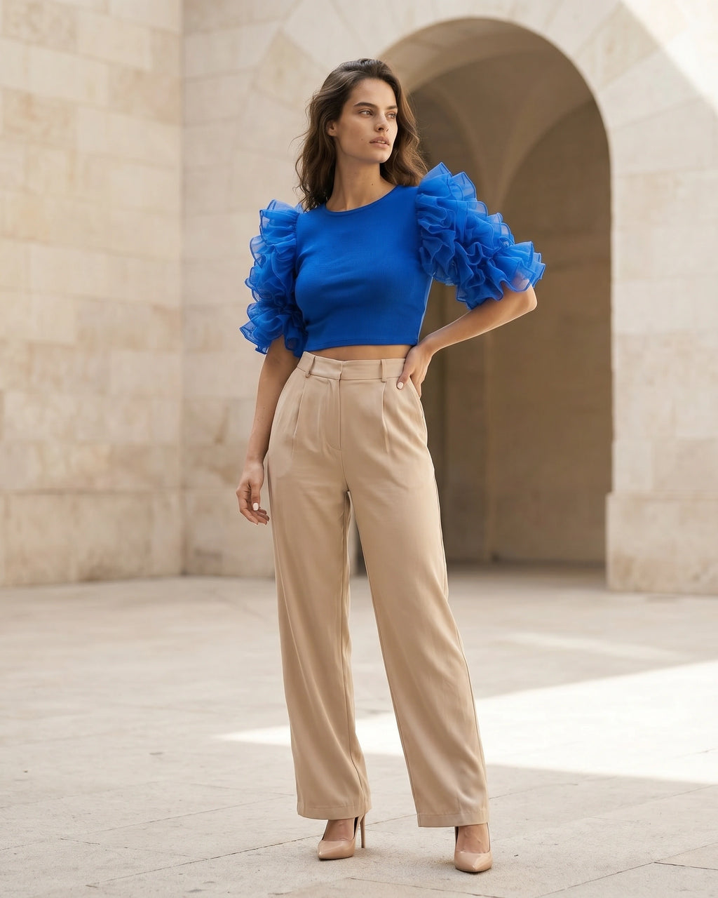 The Celeste Ruffled Crop