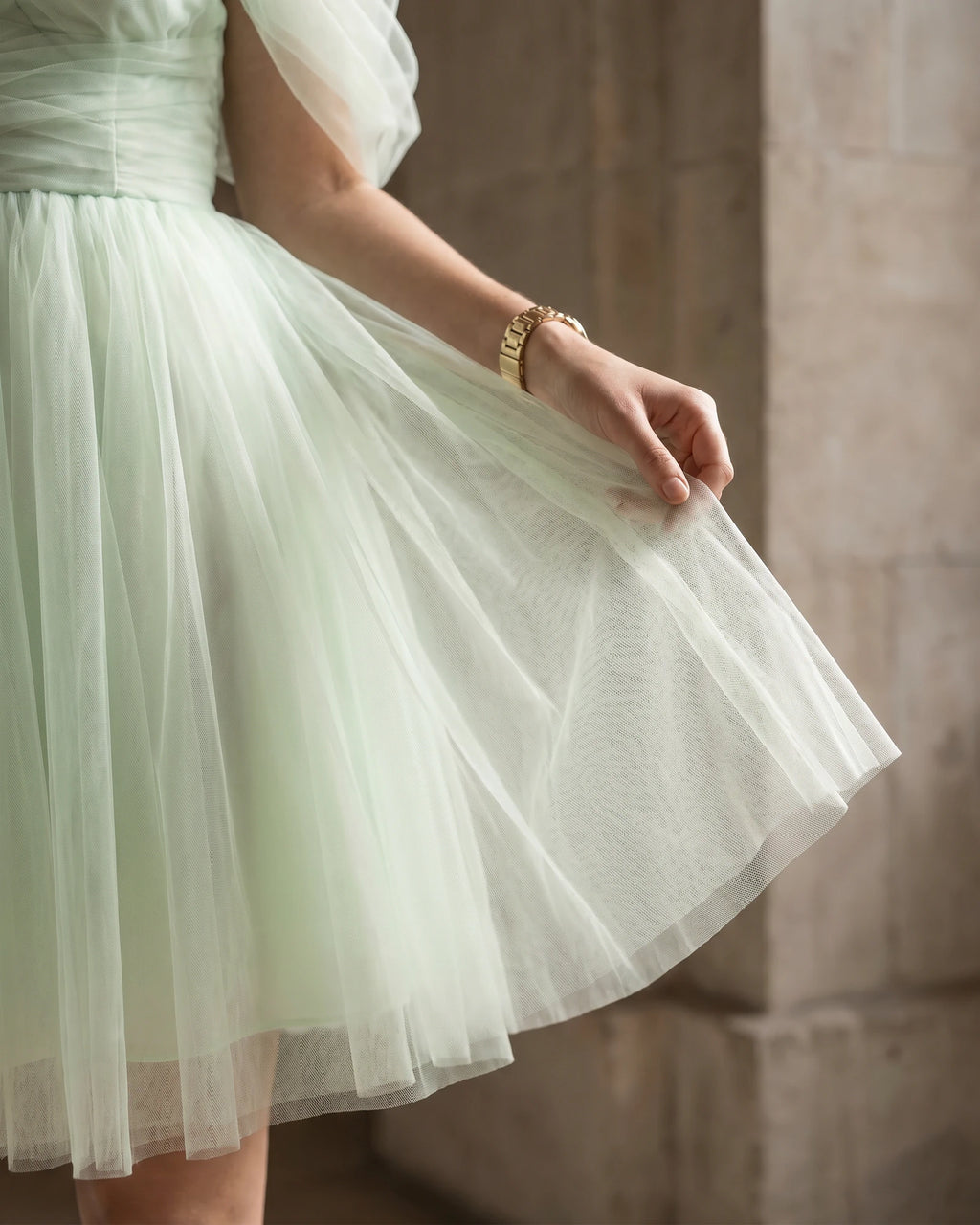 The Elara Tulle Off-Shoulder Mini
