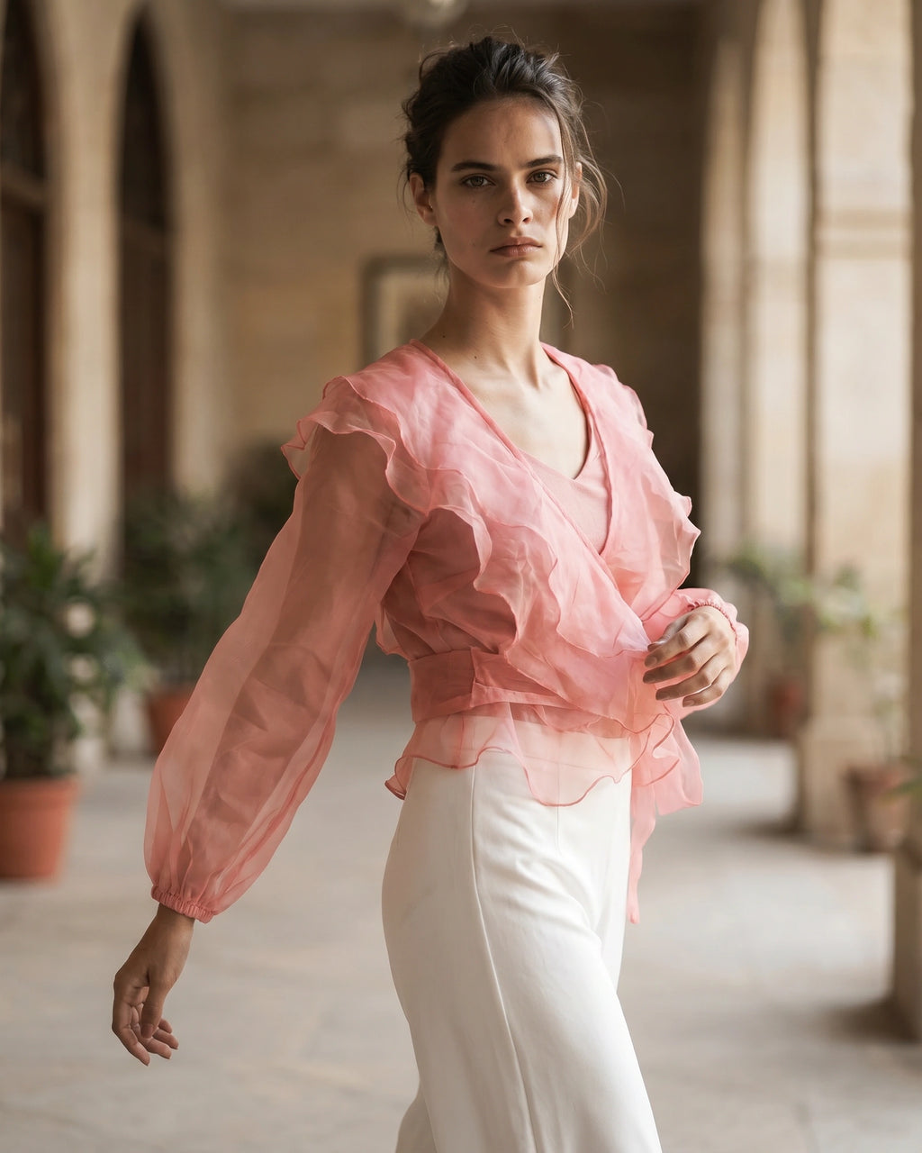 The Leonie Ruffle-Tiered Blouson