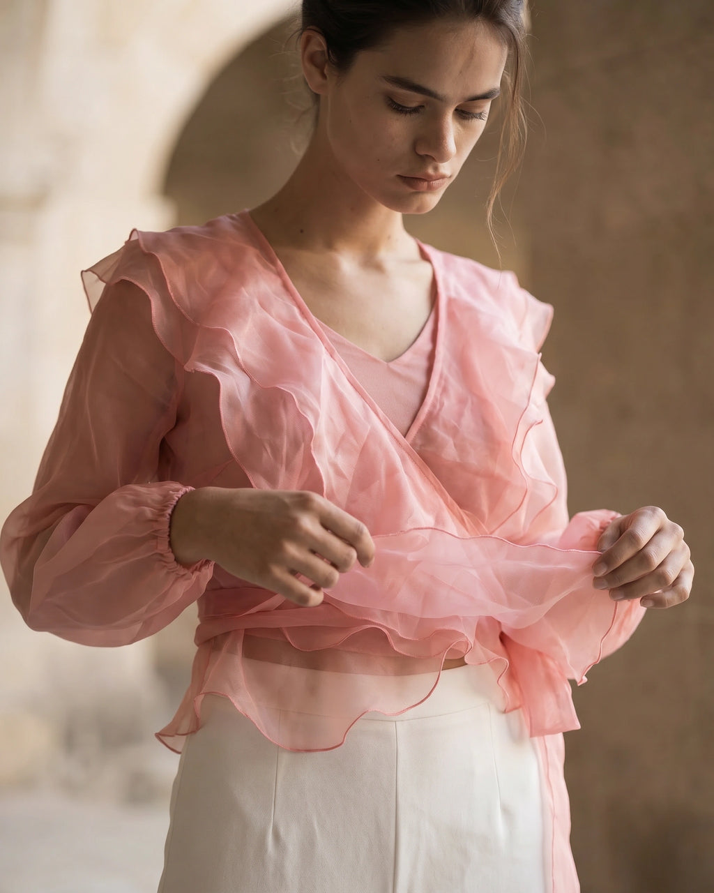 The Leonie Ruffle-Tiered Blouson