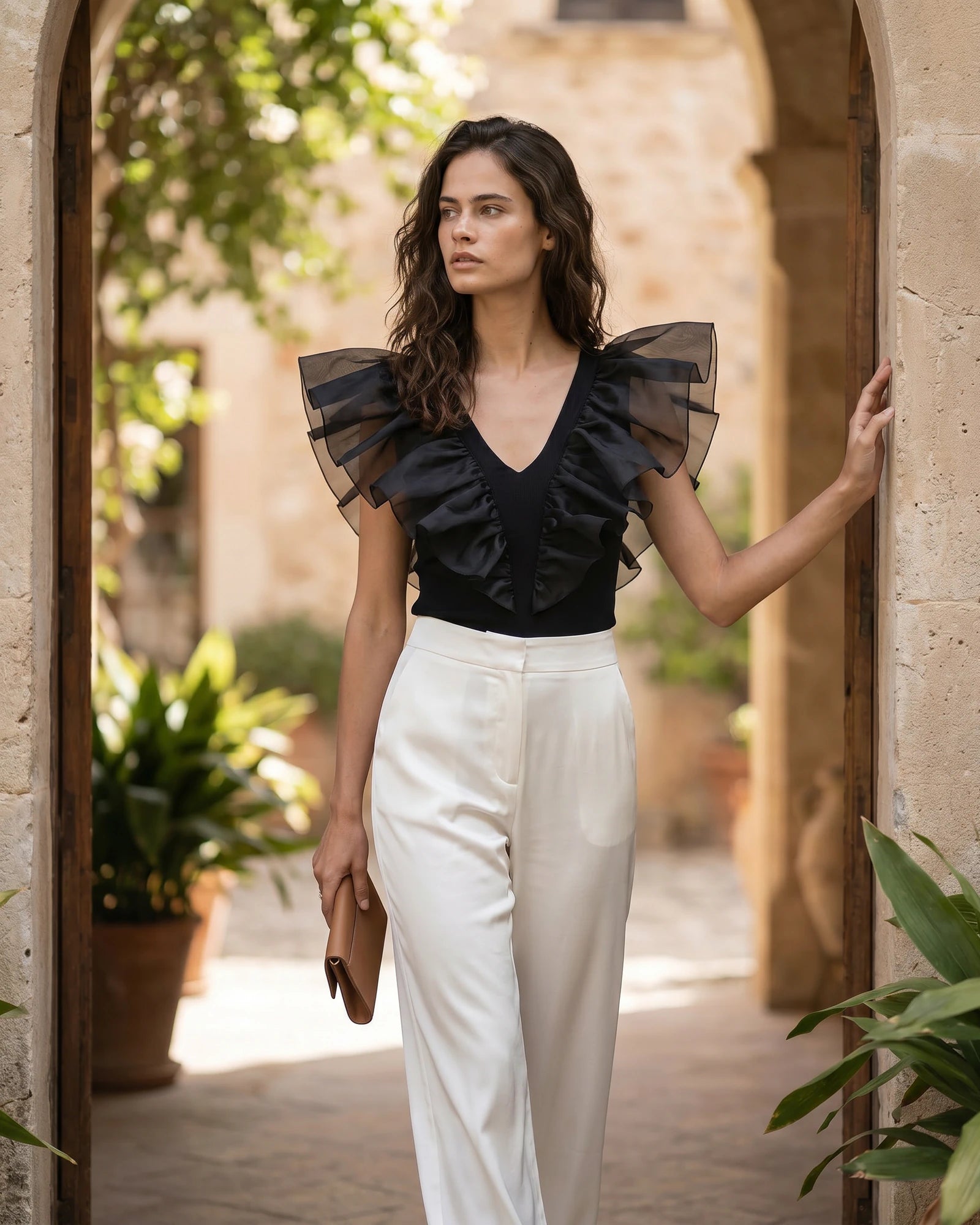 The Simone V-Neck Organza Top