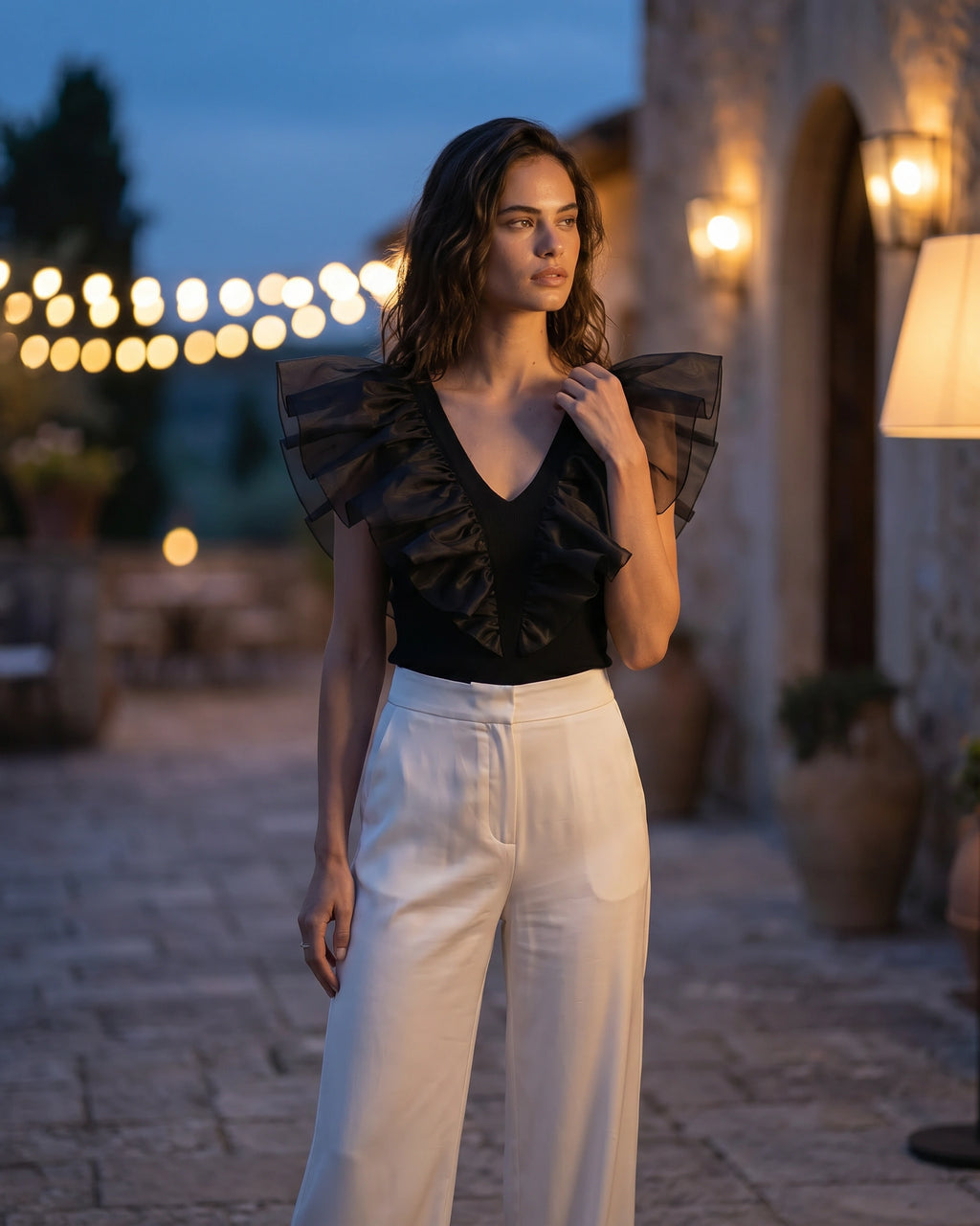 The Simone V-Neck Organza Top