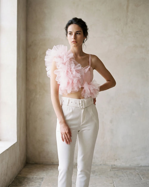 The Amelia Ruffled Tulle Crop
