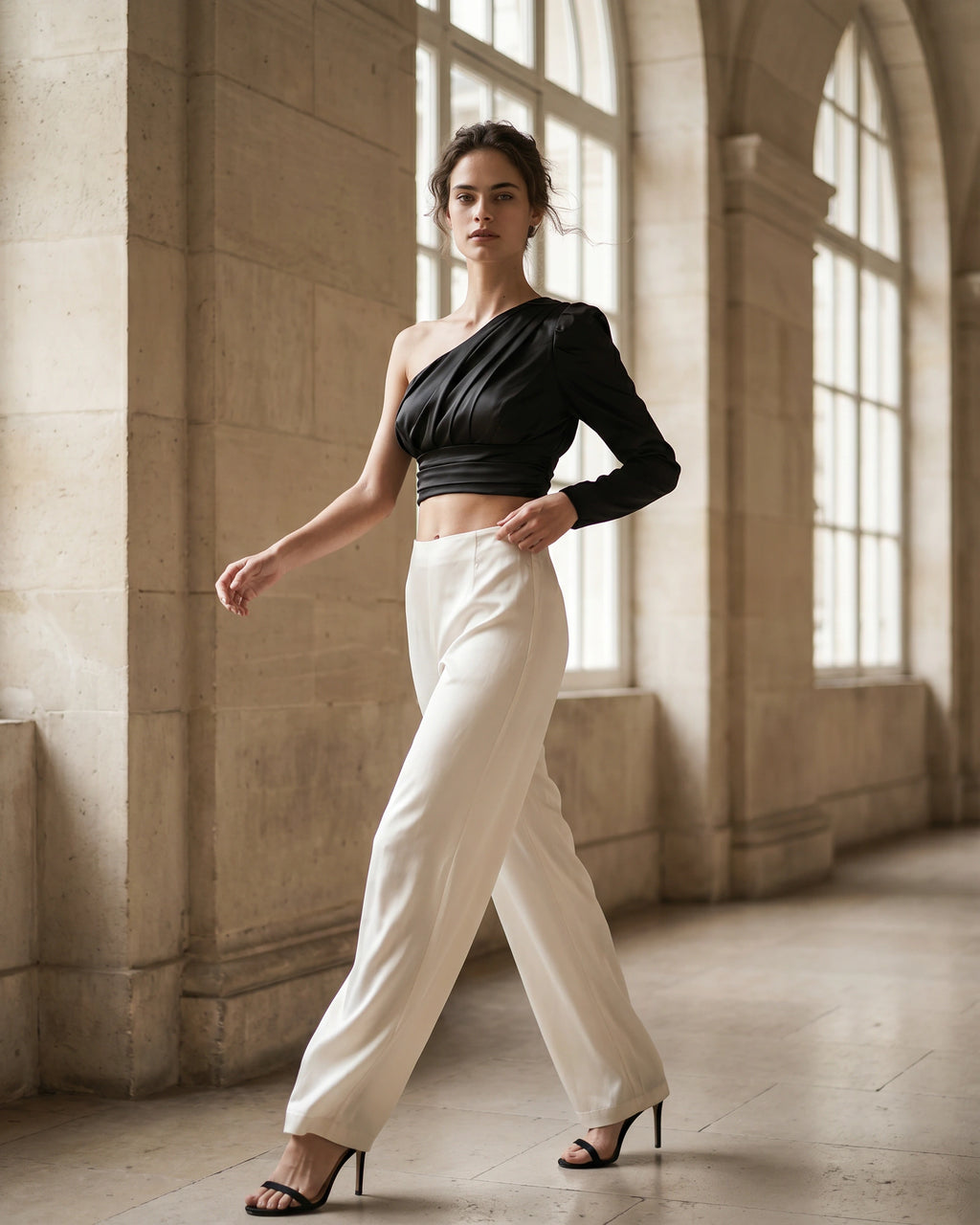 The Anya Asymmetric Satin Crop