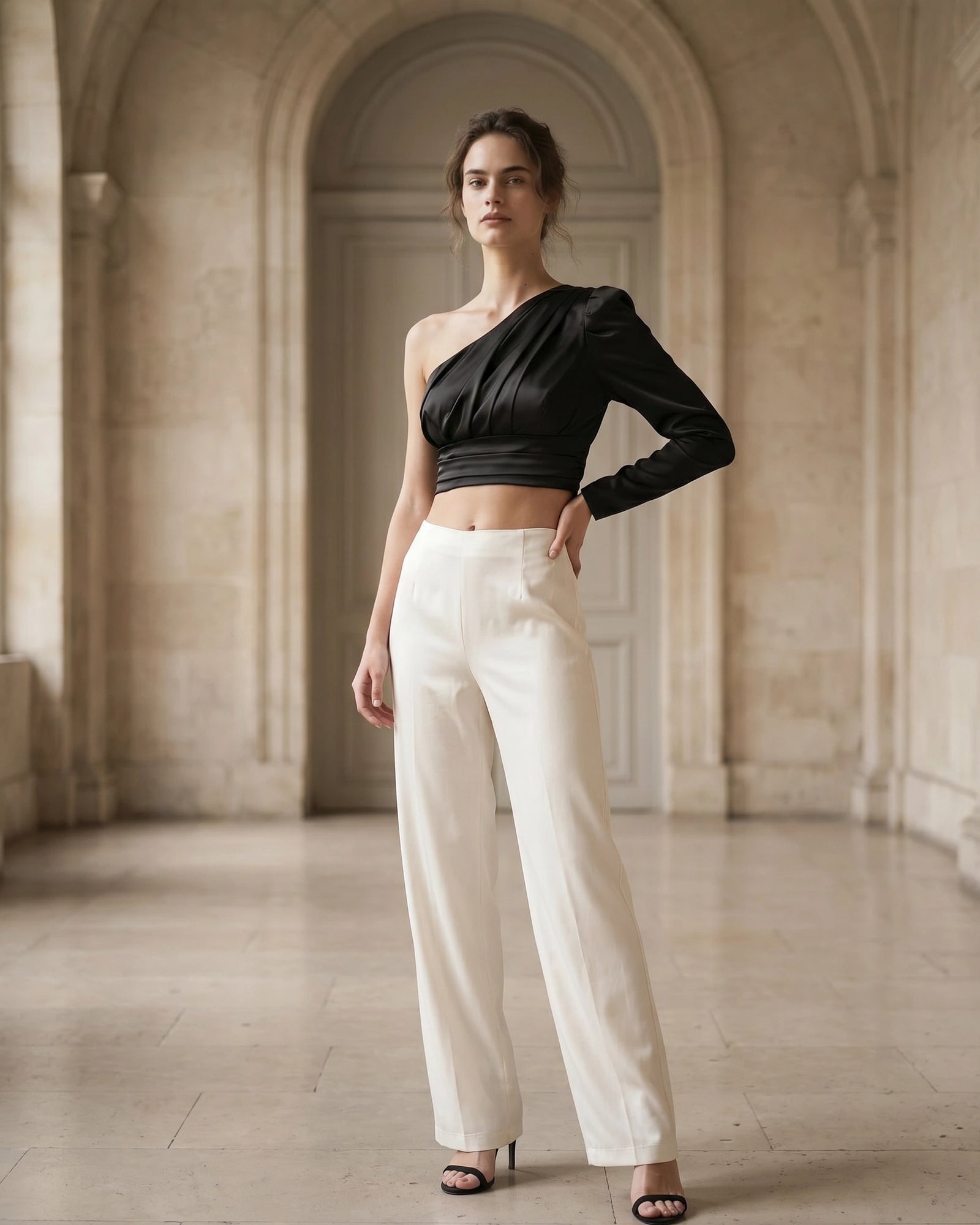 The Anya Asymmetric Satin Crop