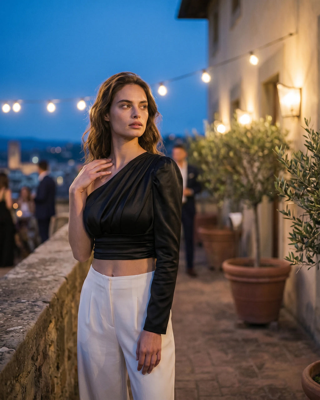 The Anya Asymmetric Satin Crop