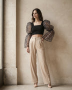 The Ava Leopard Sleeve Crop