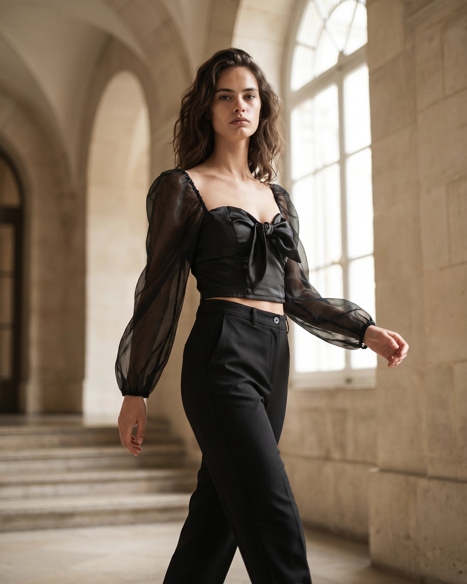 The Bianca Bow Satin Crop