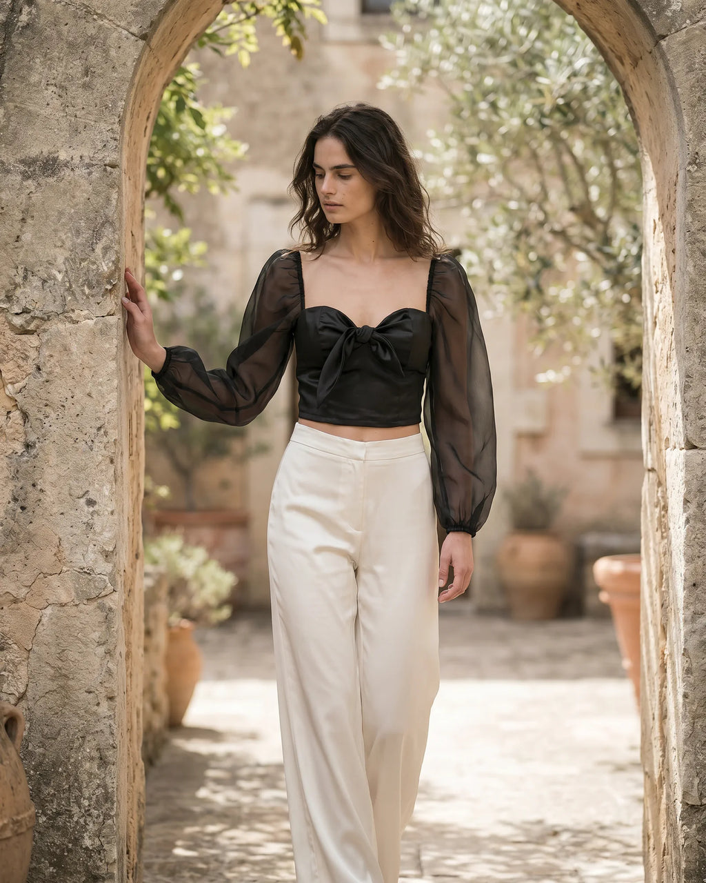 The Bianca Bow Satin Crop
