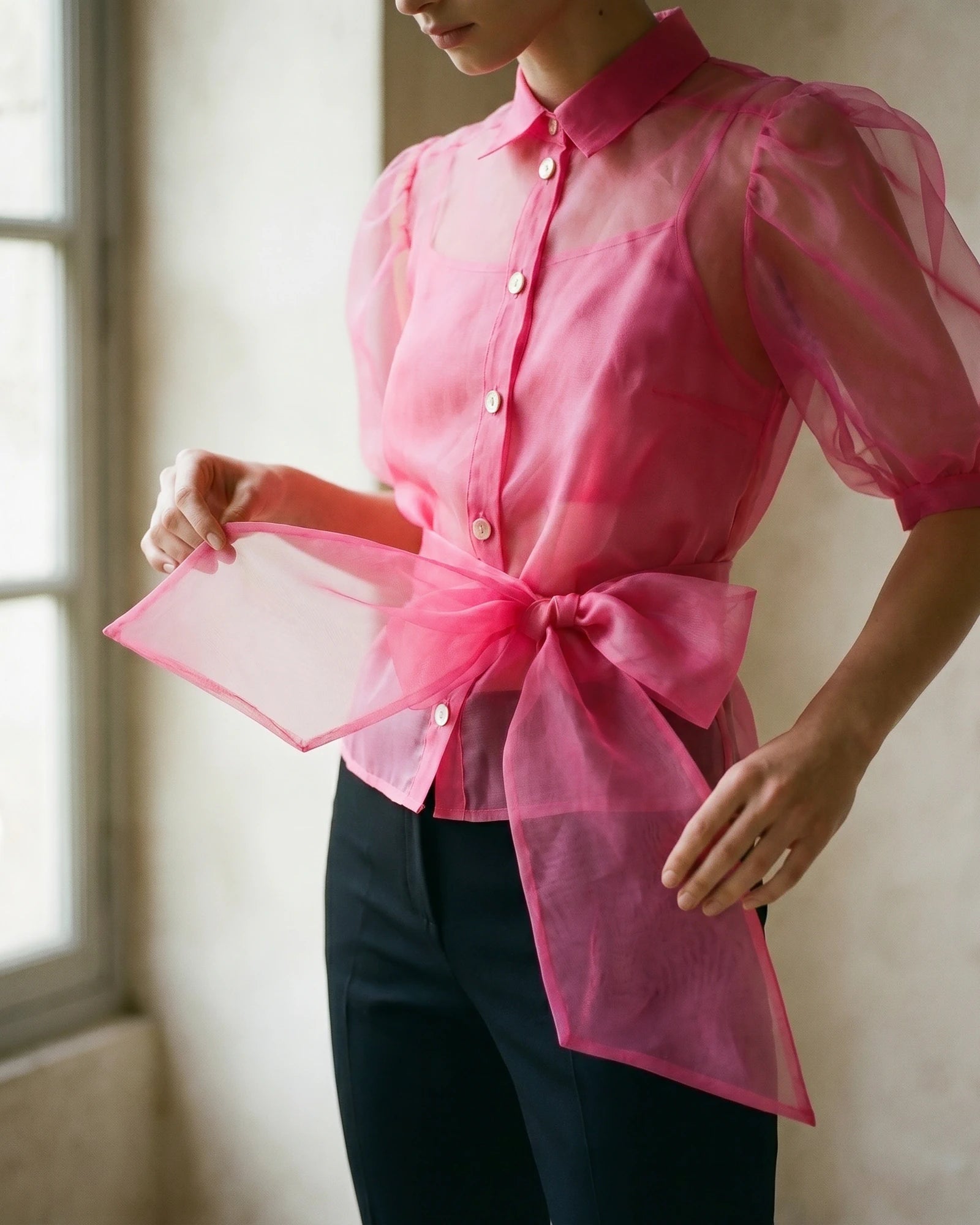 The Camille Knotted Organza Top