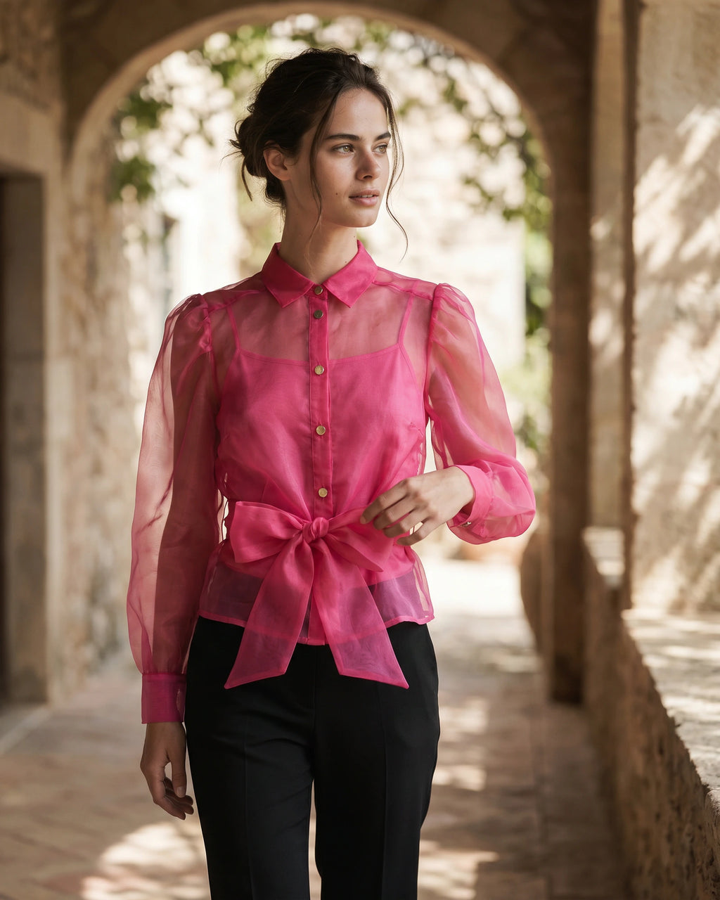 The Camille Knotted Organza Top