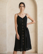 The Camille Noir Button Midi