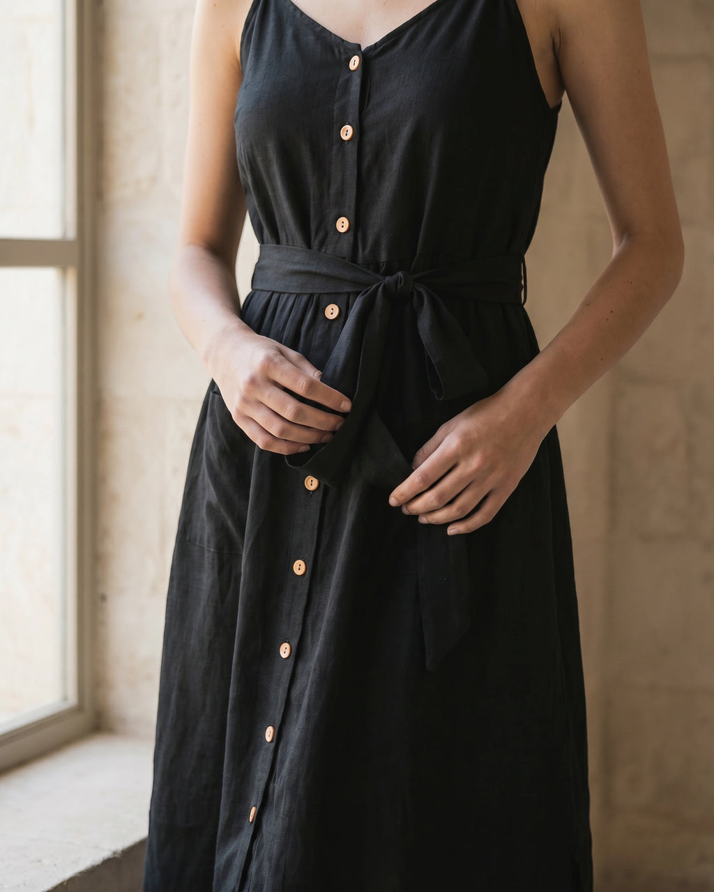 The Camille Noir Button Midi