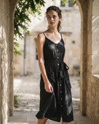 The Camille Noir Button Midi