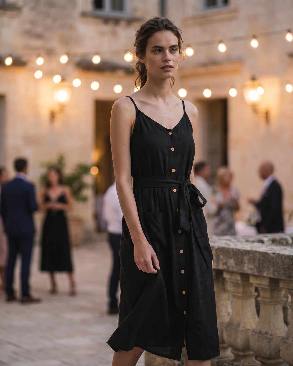 The Camille Noir Button Midi