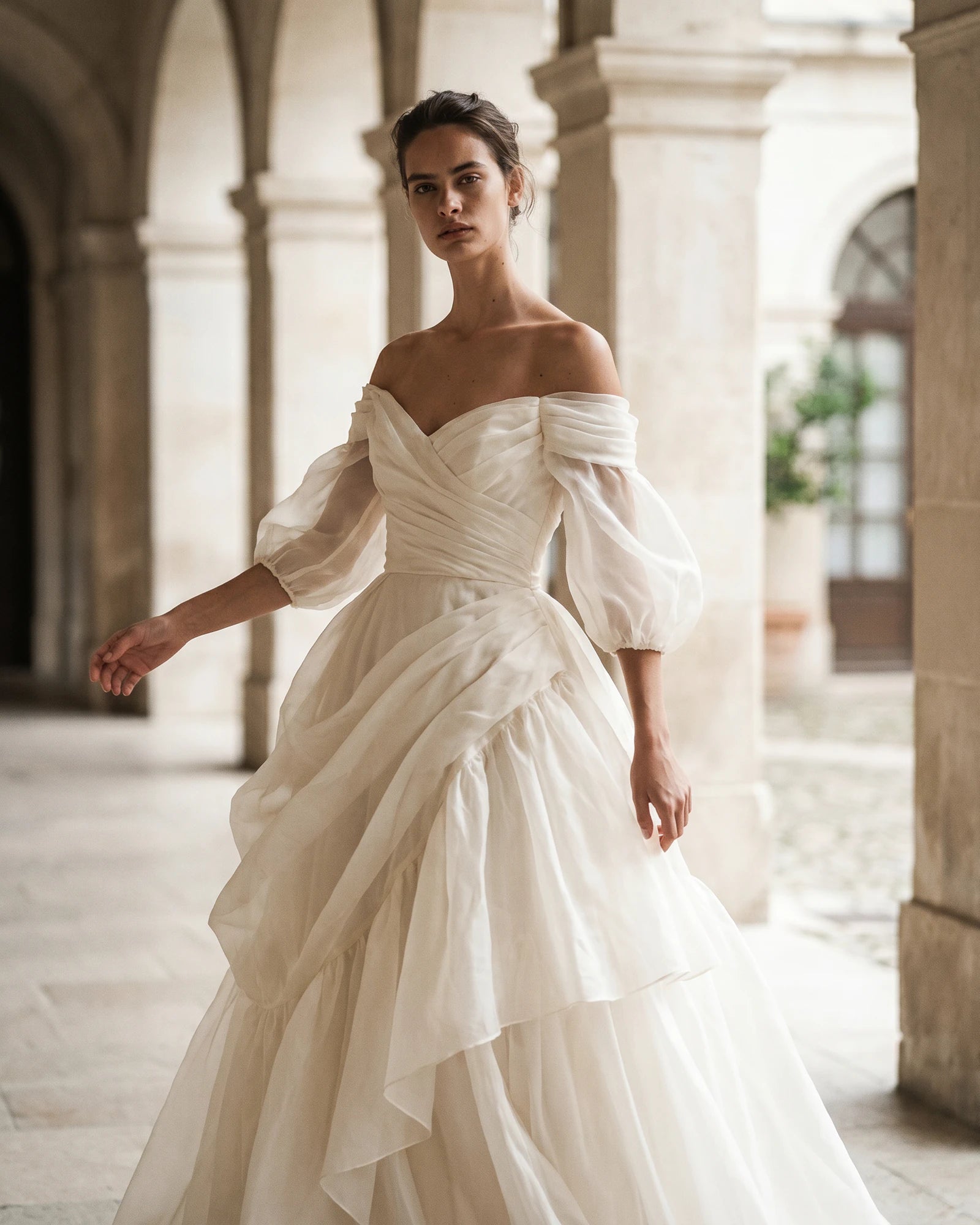 The Camille Organza Draped Dress