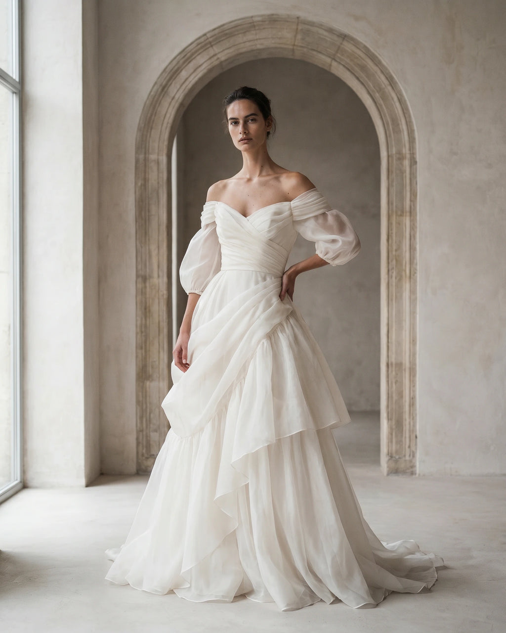The Camille Organza Draped Dress