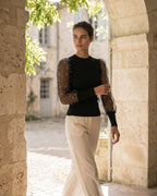 The Camille Pearl Sleeve Crop Top