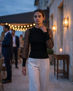The Camille Pearl Sleeve Crop Top
