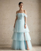 The Camille Sapphire Cascade Gown