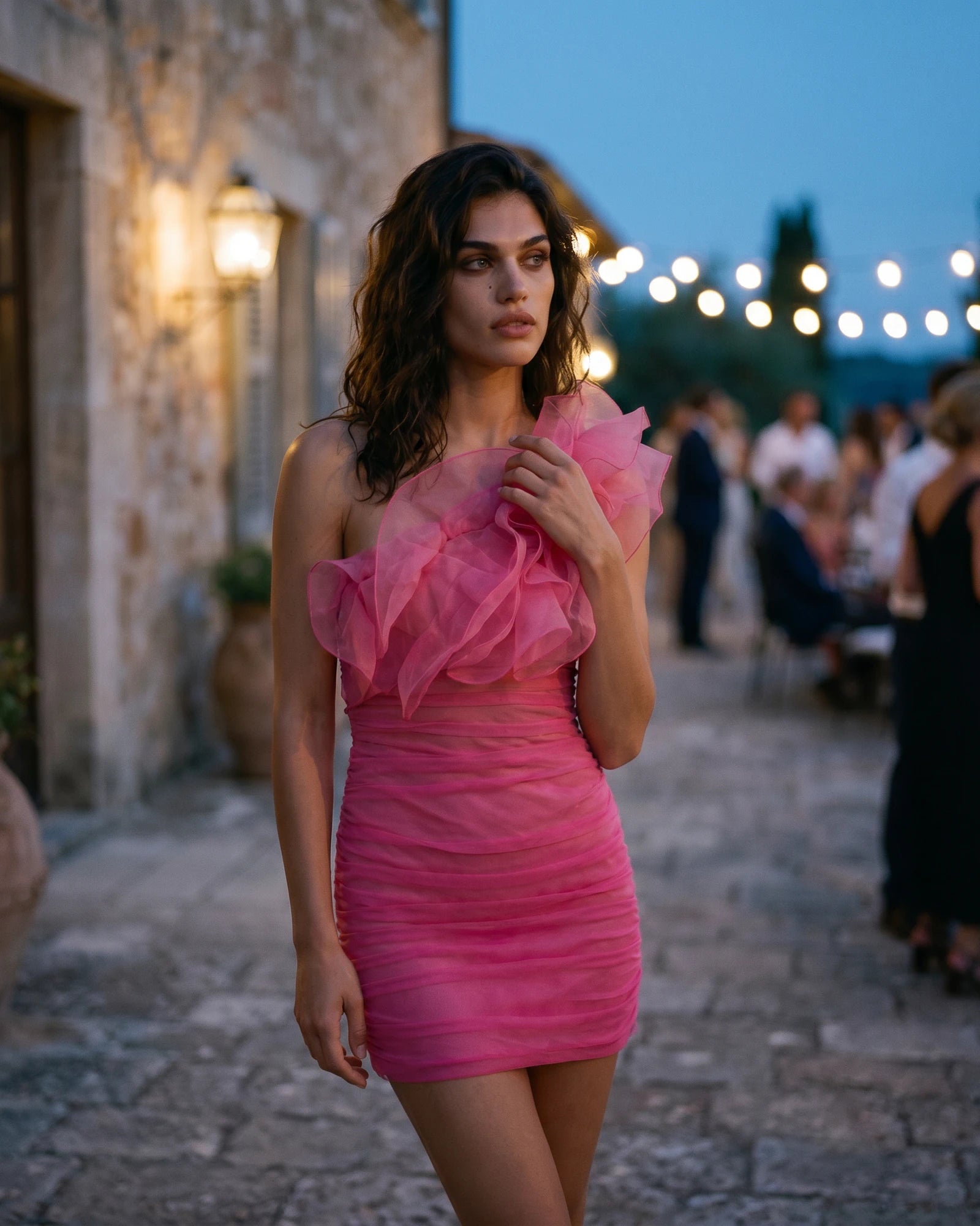 The Phoebe Ruffle Shoulder Dress