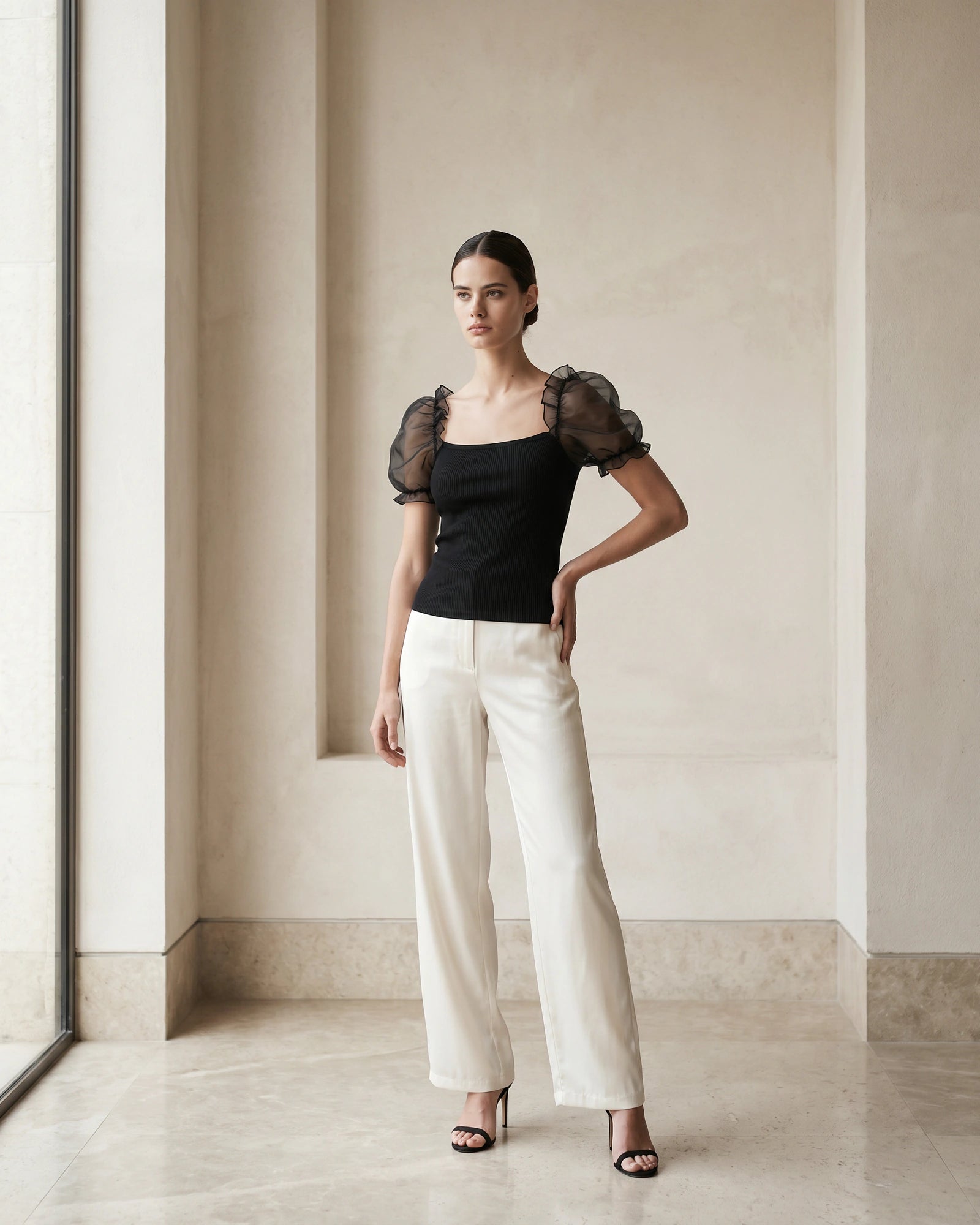 The Vanessa Organza Sleeve Crop