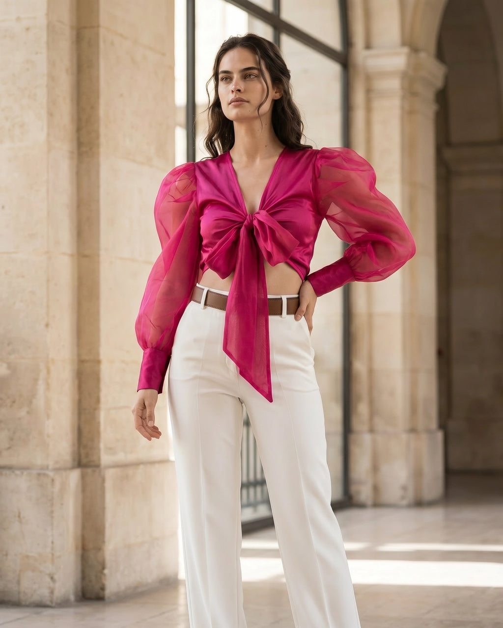 Valentina Tie-Front Puff Crop