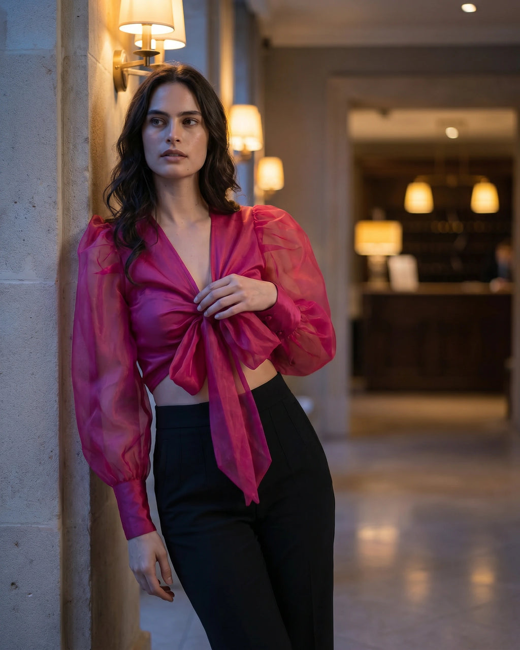 Valentina Tie-Front Puff Crop